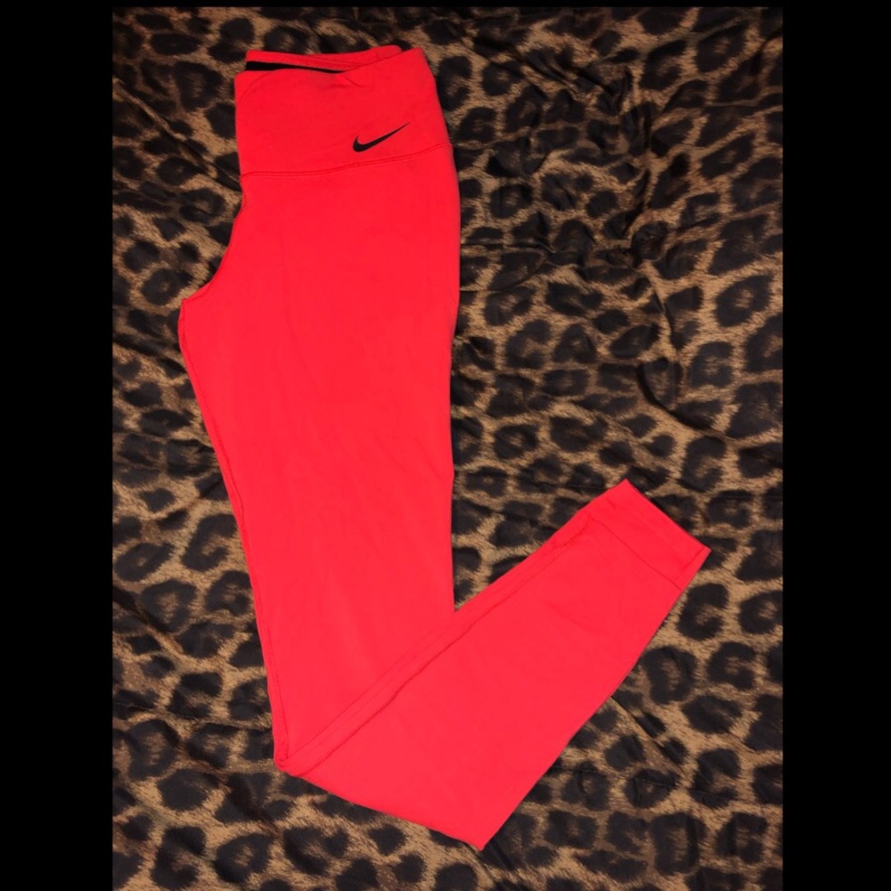 Red nike full length workout leggings